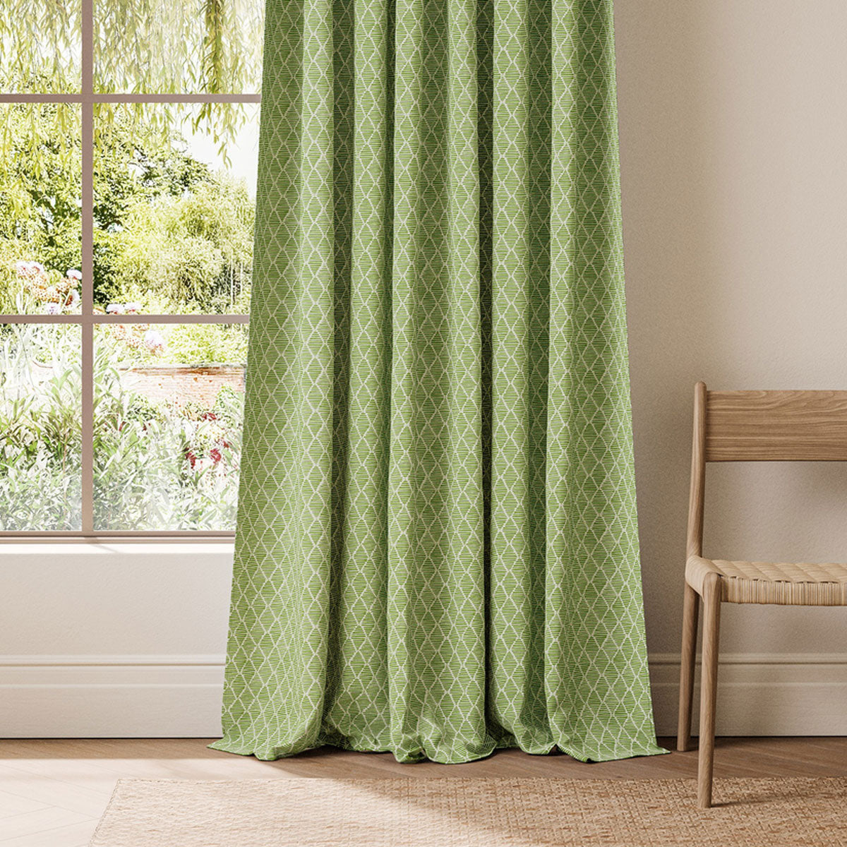 Scion Triangle Trellis fabric – Pea Green (2)