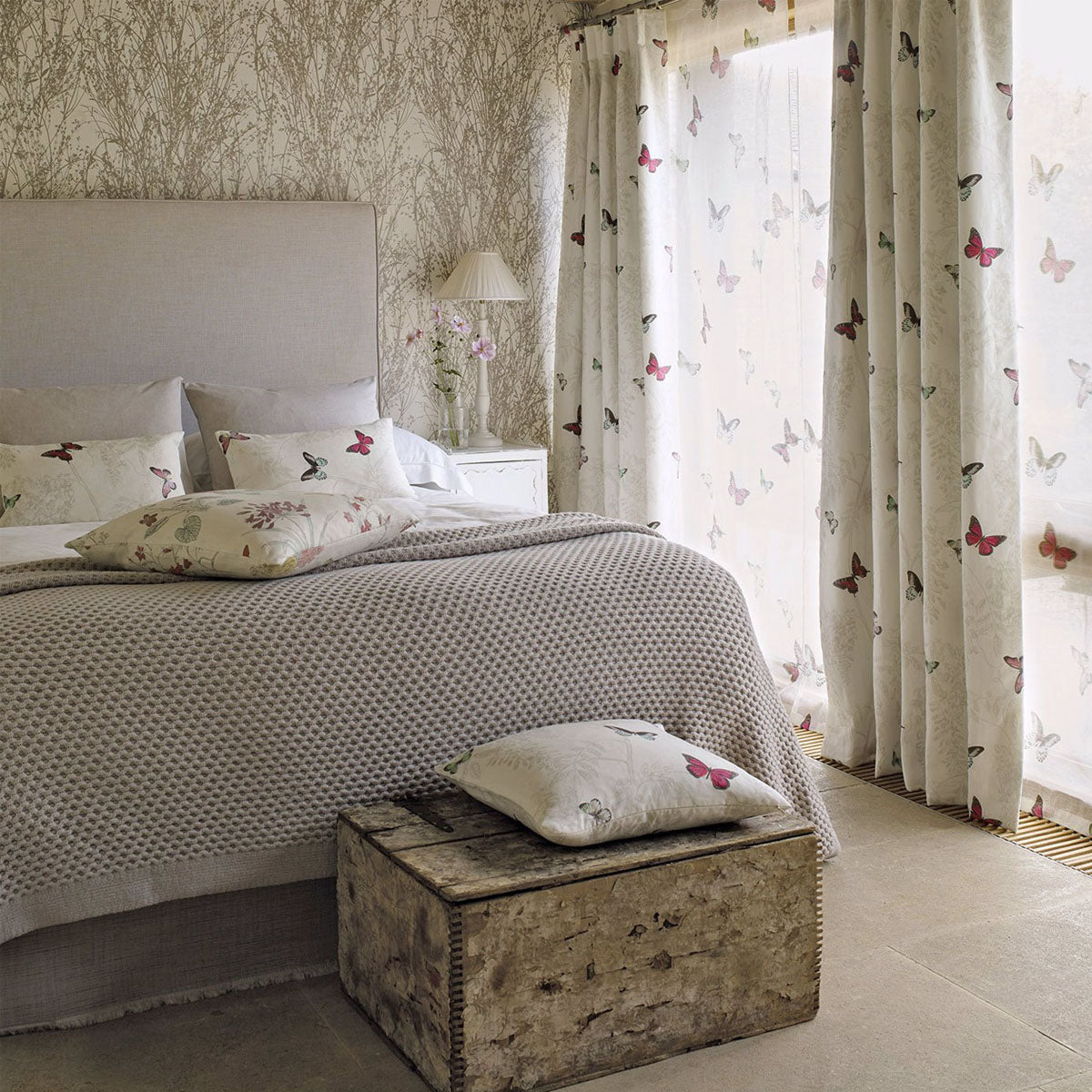 Wisteria &amp; Butterfly Fabric - Sanderson