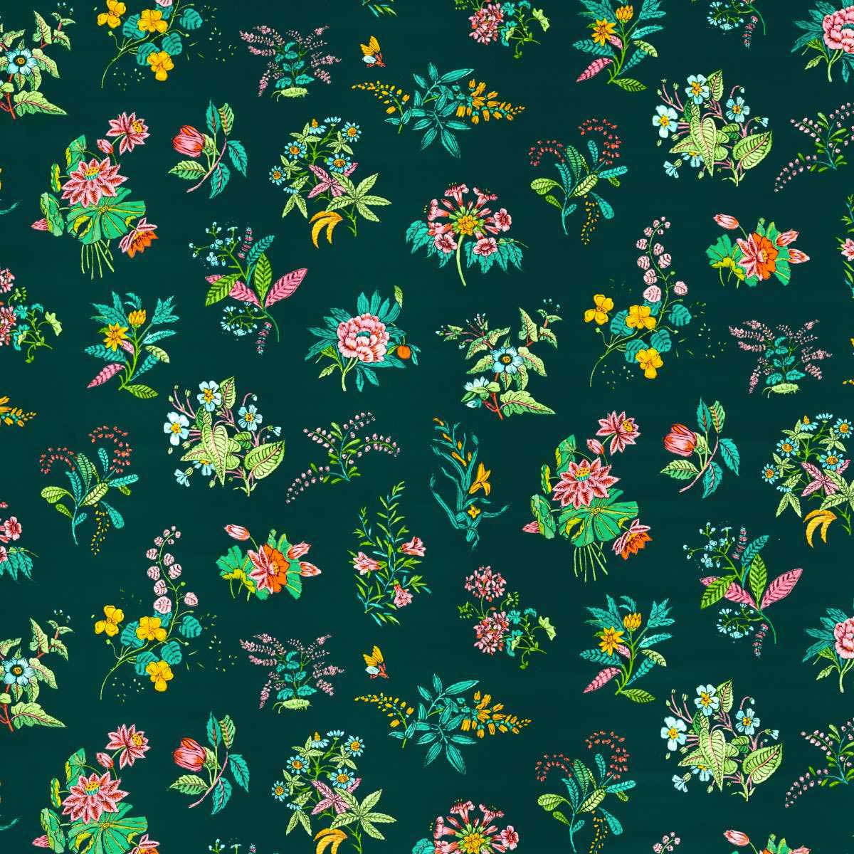 Harlequin X Sophie Robinson &#39;Woodland Floral - Jade/Malachite/Rose Quartz&#39; Fabric