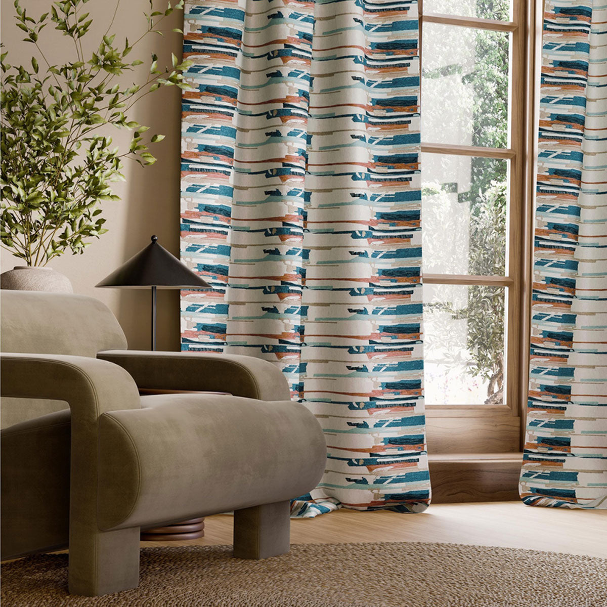 Harlequin Zeal II fabric – Atlantic/Rosewood/Denim (3)