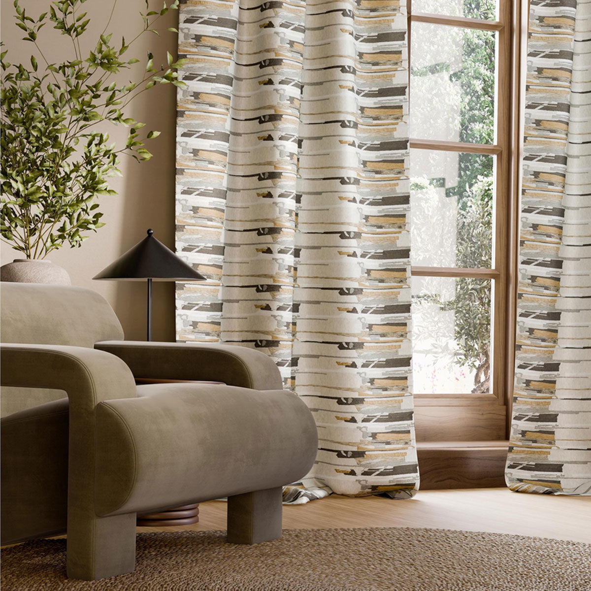 Harlequin Zeal II fabric – Pebble/Oat/Straw (3)