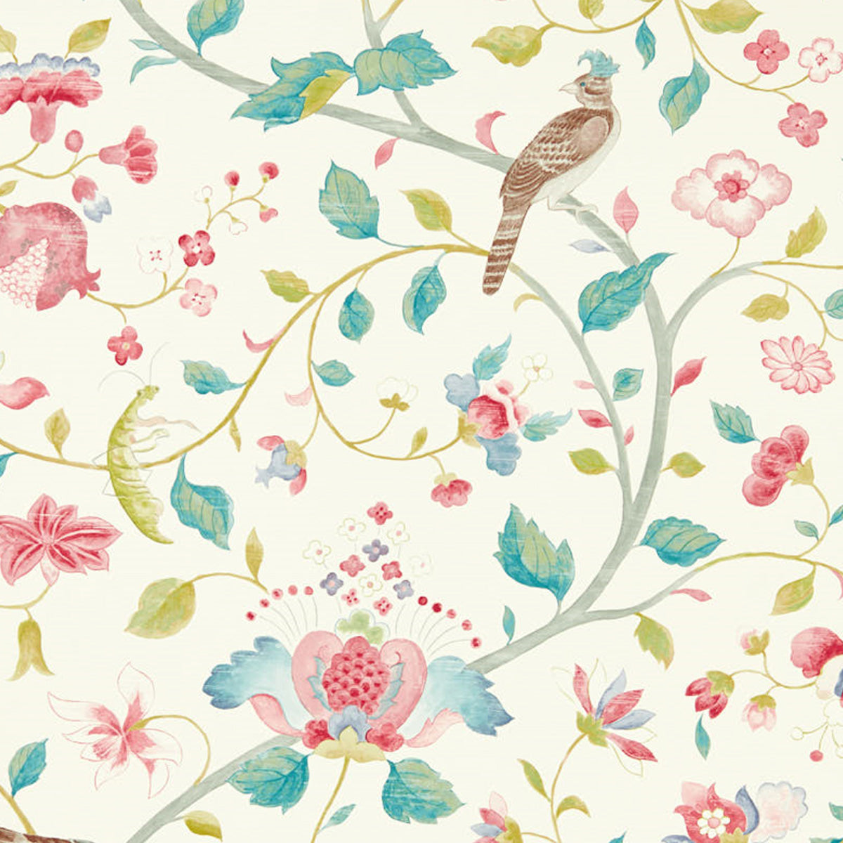 Sanderson &#39;Aril&#39;s Garden - Blue Clay/Pink&#39; Wallpaper