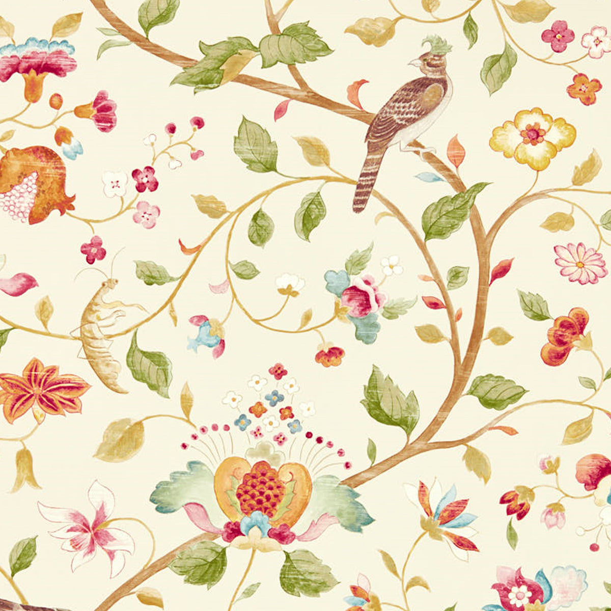 Sanderson &#39;Aril&#39;s Garden - Olive/Mulberry&#39; Wallpaper