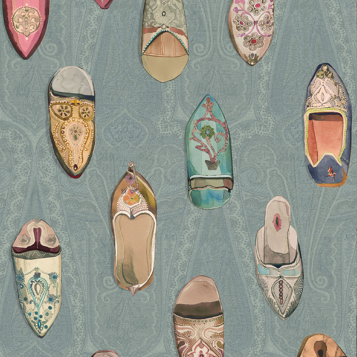 Mulberry Home &#39;Babouches - Teal&#39; Wallpaper