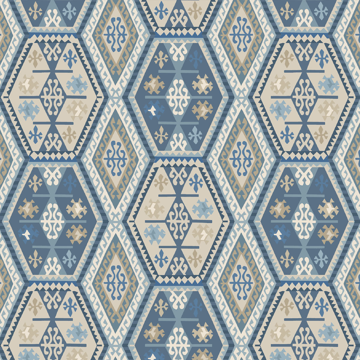 Mulberry Home &#39;Buckland - Blue&#39; Wallpaper