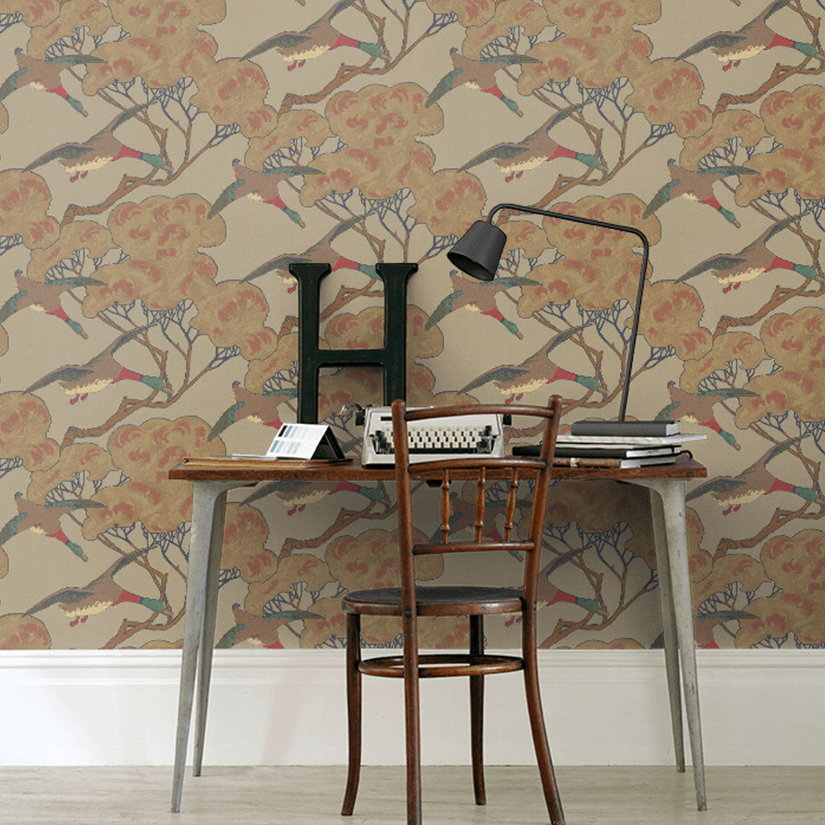 Mulberry Home &#39;Flying Ducks - Sky/Moss&#39; Wallpaper