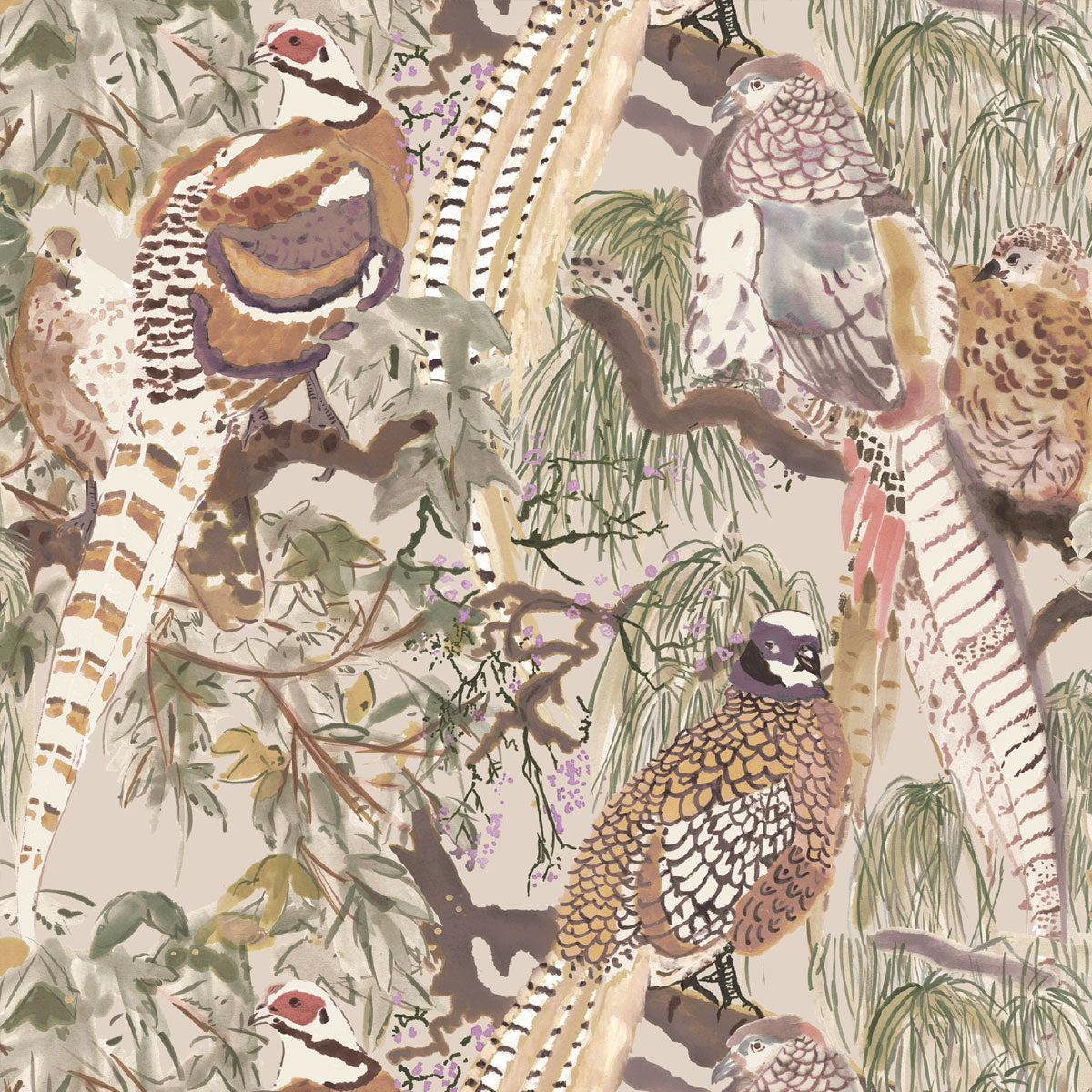 Mulberry Home &#39;Game Birds - Antique&#39; Wallpaper