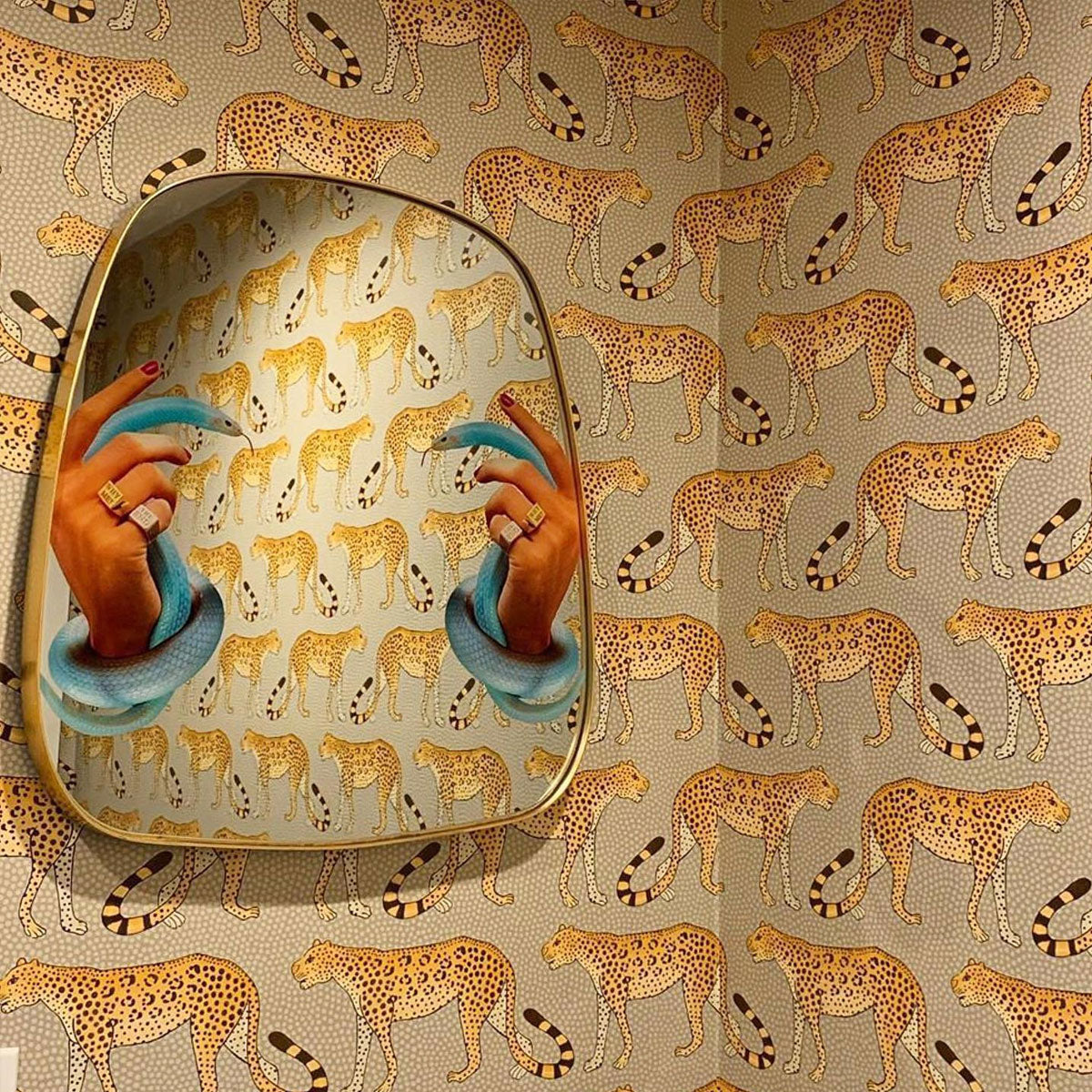 Seletti X Toiletpaper Gold Frame Hands With Snakes Mirror