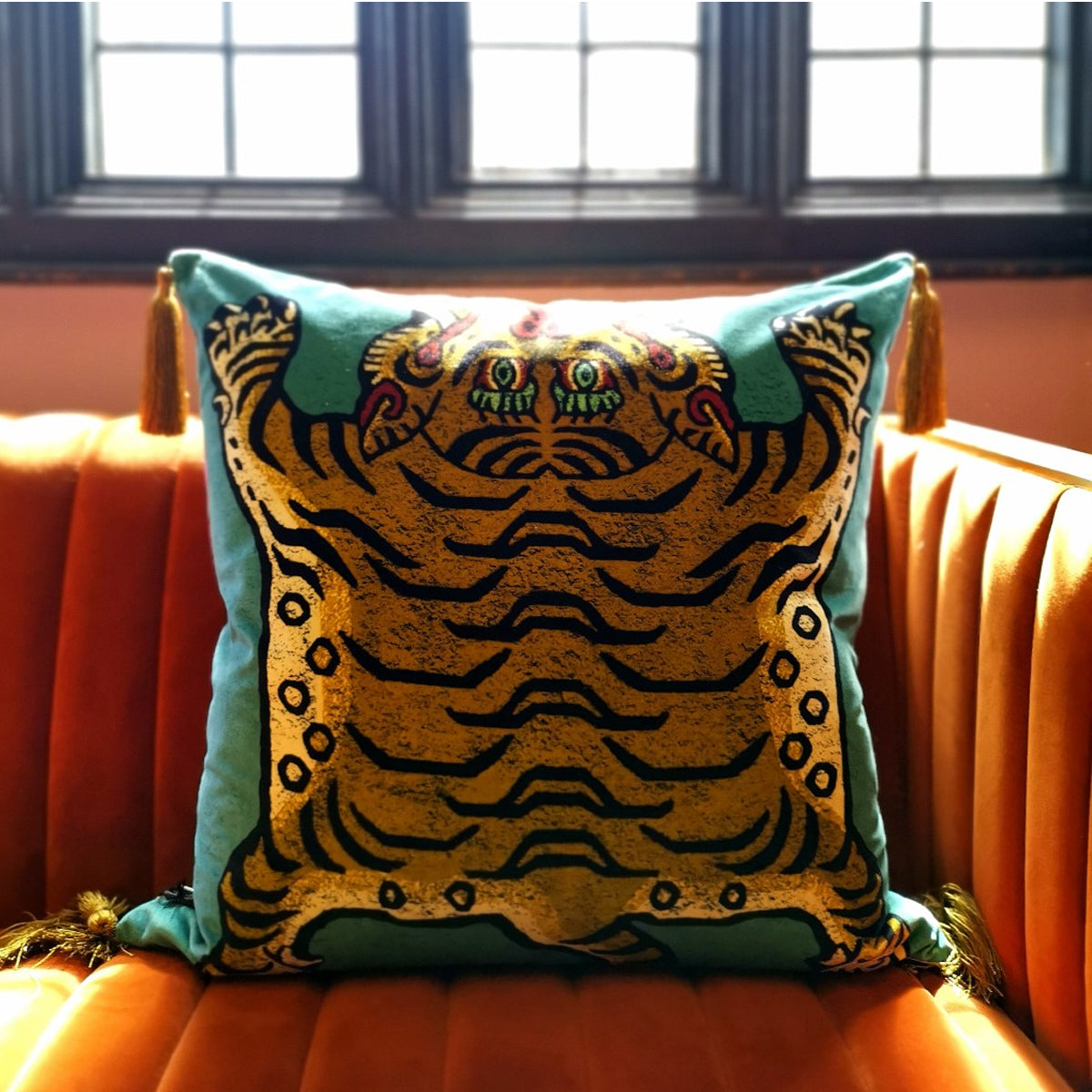 House of Hackney Saber Velvet Cushion (Teal)