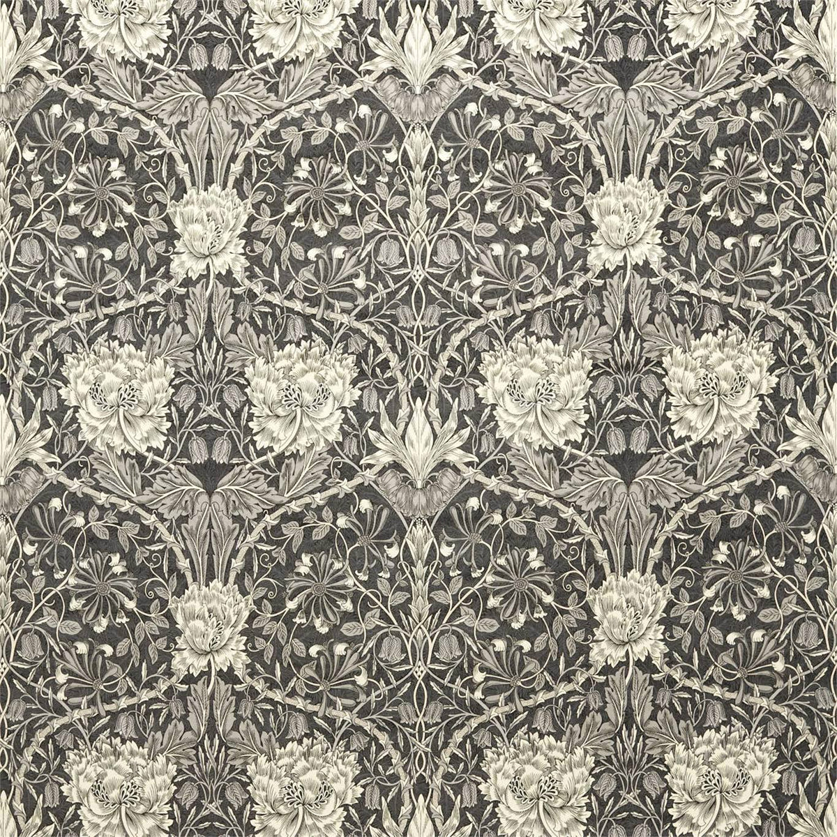 Morris &amp; Co &#39;Honeysuckle &amp; Tulip Velvet - Black Walnut/Stone&#39; Fabric