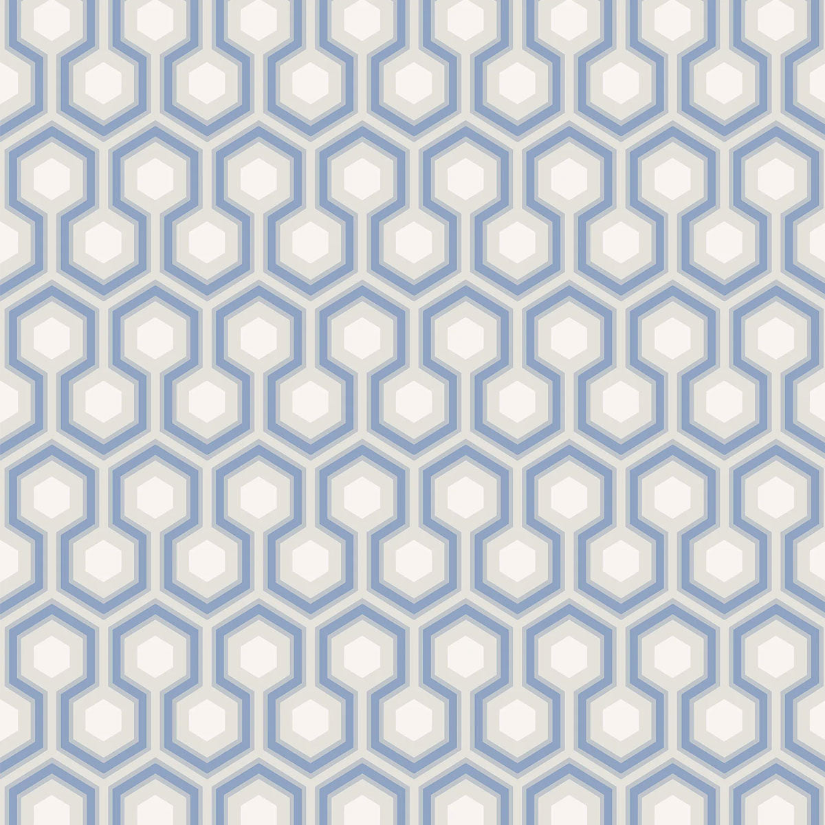 Cole &amp; Son &#39;Hicks Hexagon Blue &amp; White on Parchment&#39; Wallpaper