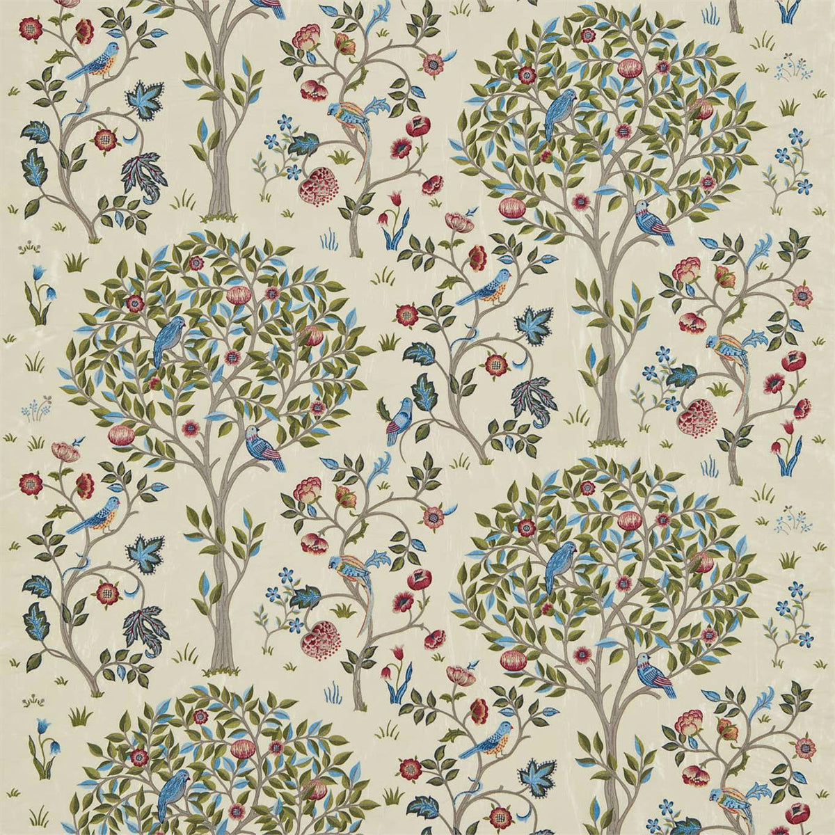 Morris &amp; Co &#39;Kelmscott Tree - Woad/Rose&#39; Fabric