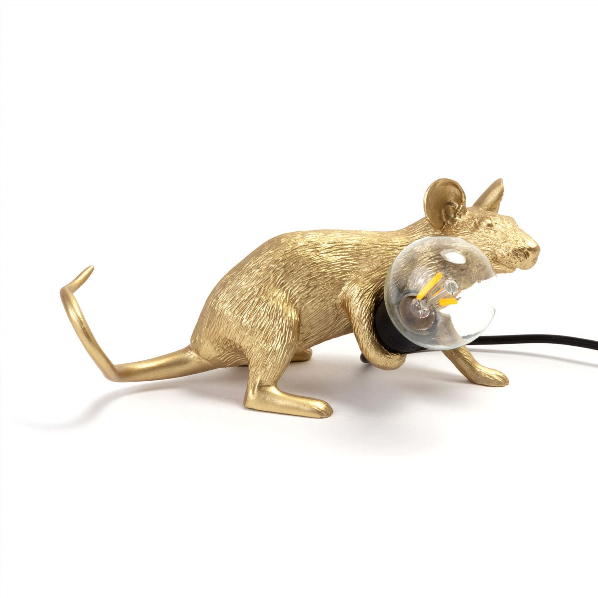 Gold Mouse Lamp Laying Down - Seletti