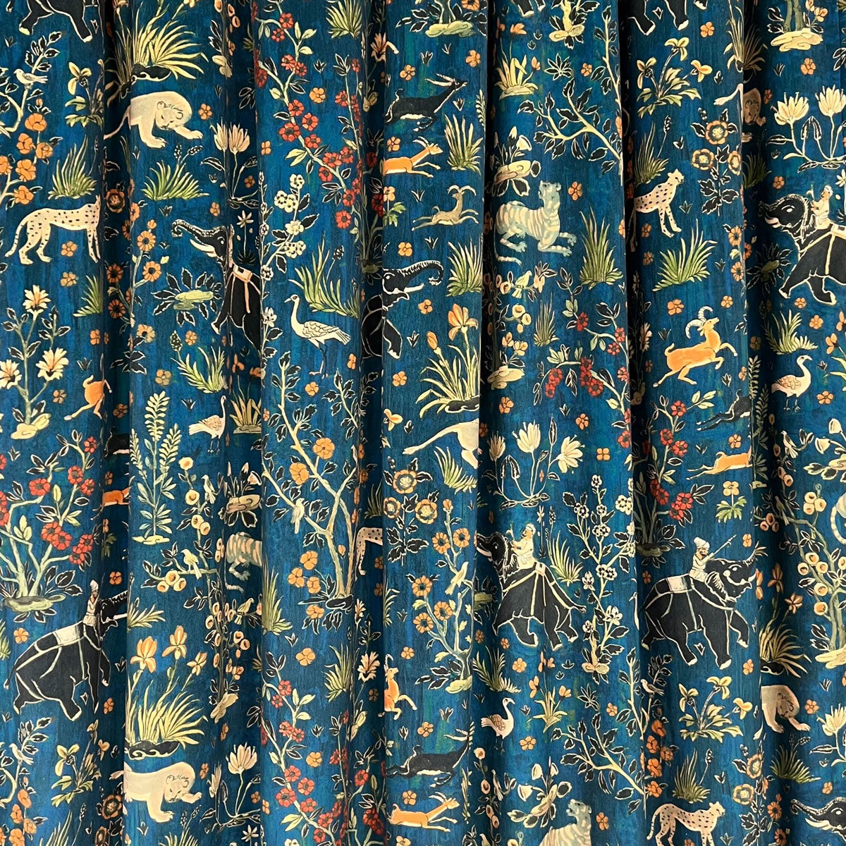 Maharaja Teal Printed Velvet Panel Curtain