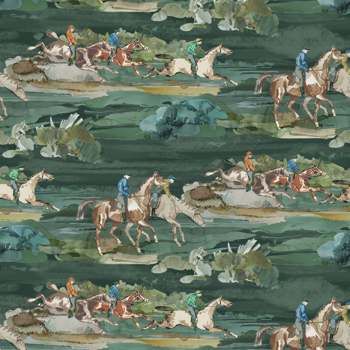 Mulberry Home &#39;Morning Gallop - Teal&#39; Wallpaper