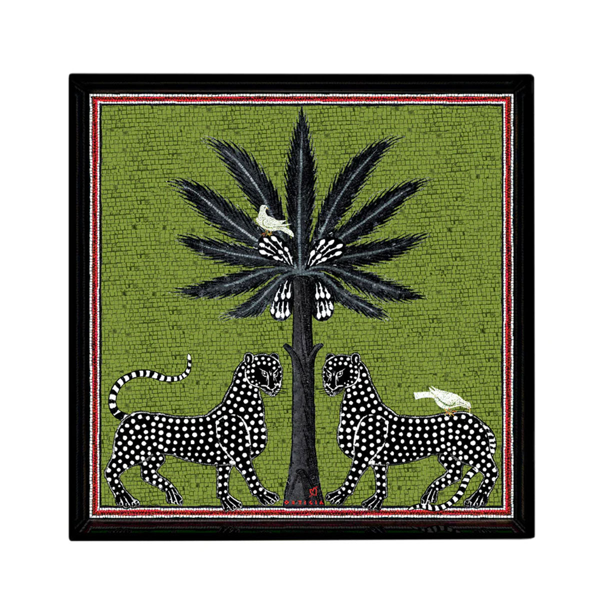 Green Leopards Square Tray