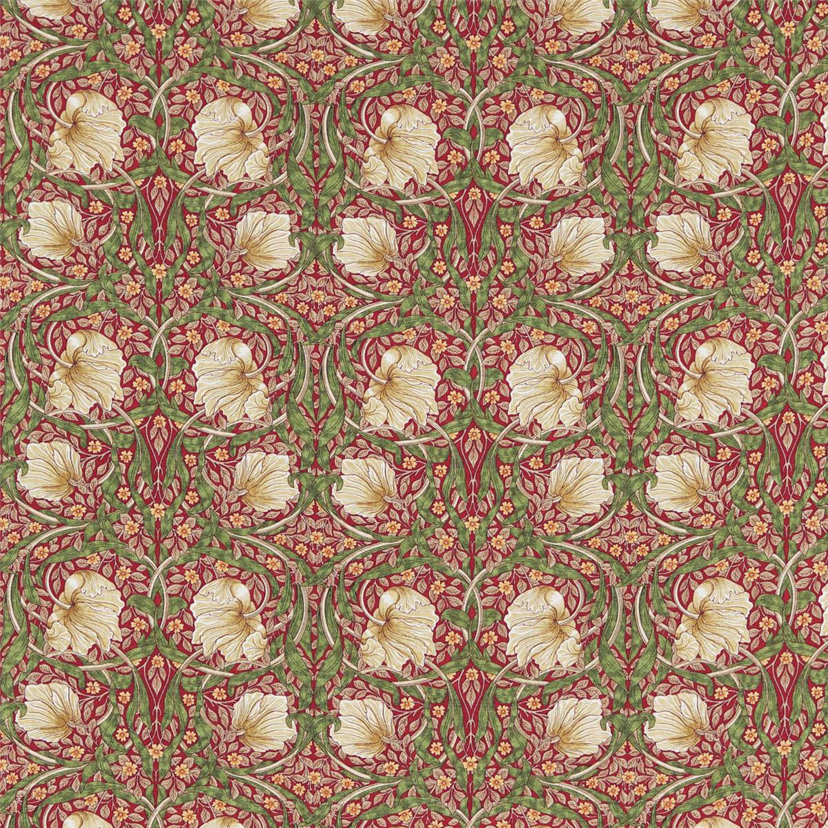 Morris &amp; Co &#39;Pimpernel - Red/Thyme&#39; Fabric