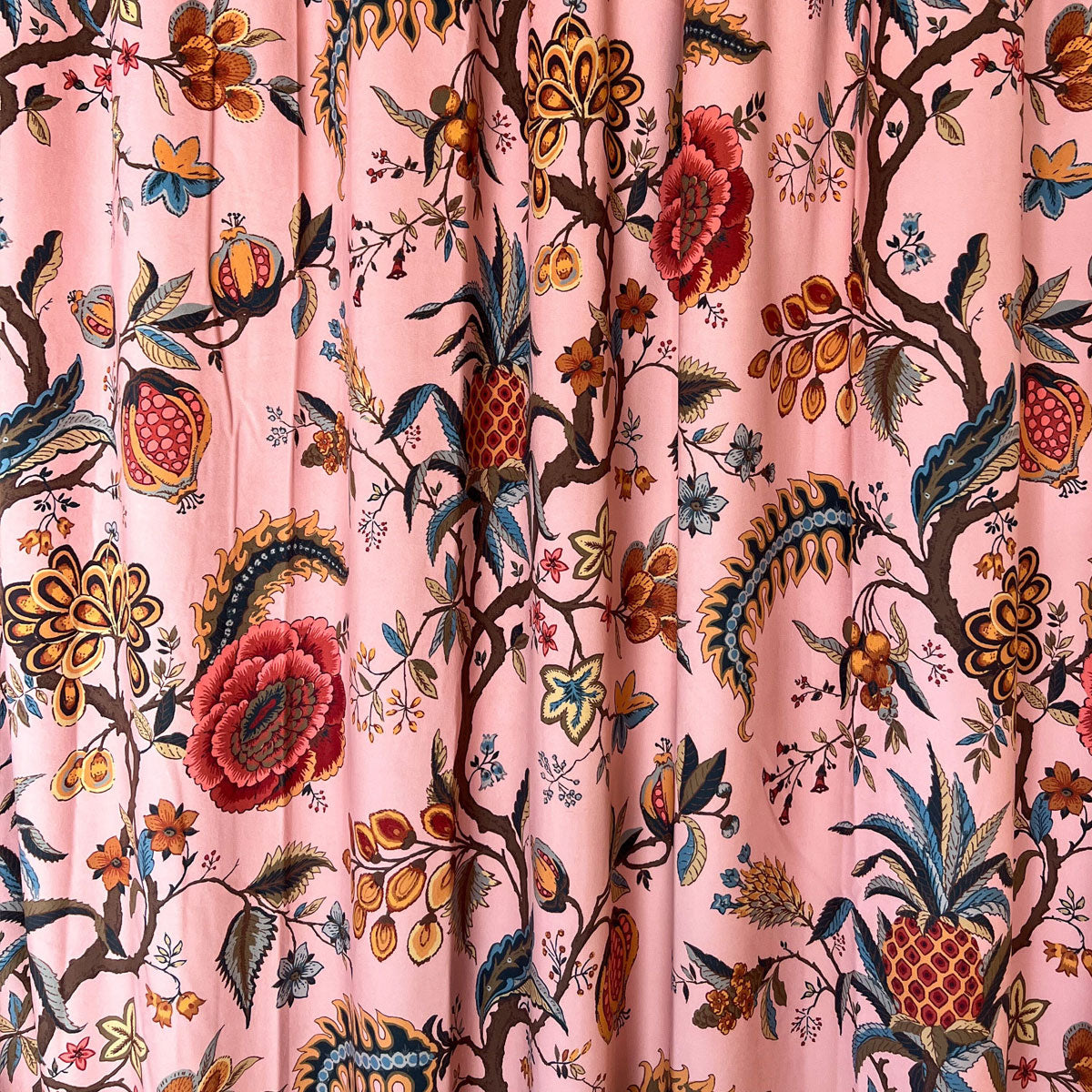 Pompadour Blush Printed Velvet Panel Curtain