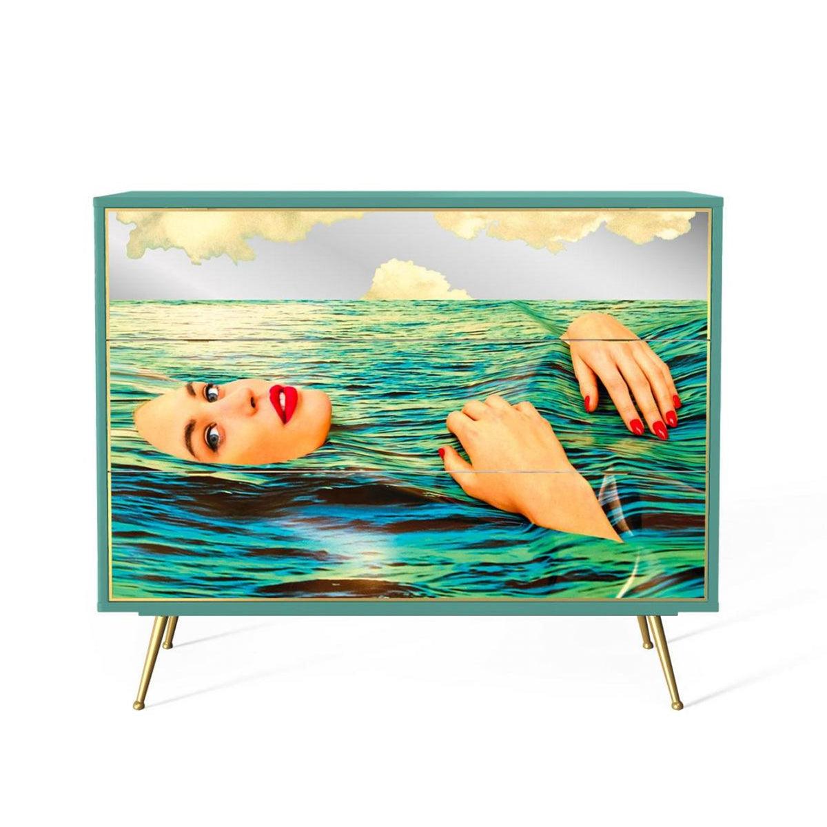 Seletti X Toiletpaper Magazine Chest of 3 Drawers &#39;Sea Girl&#39;