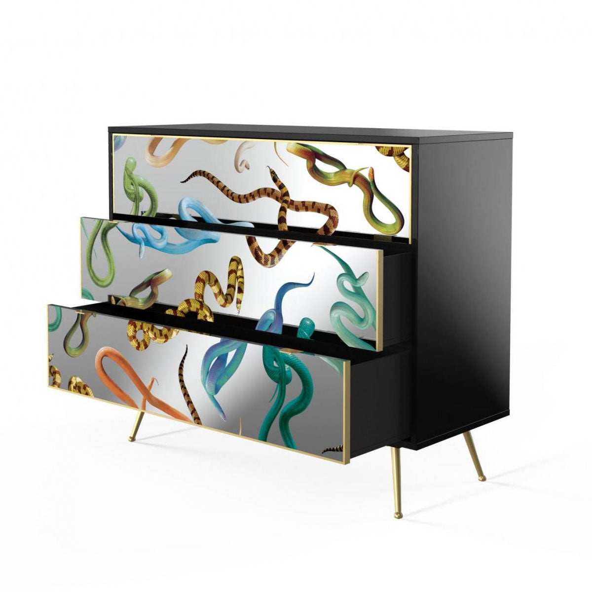 Seletti X Toiletpaper Magazine Chest of 3 Drawers &#39;Snakes&#39;