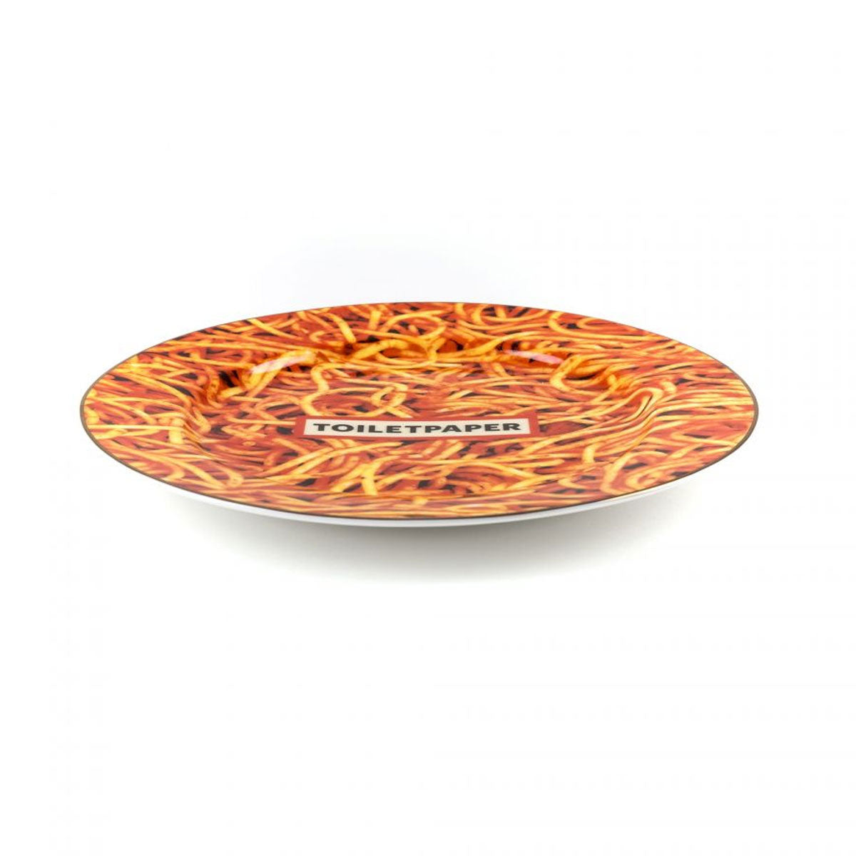 Seletti X Toiletpaper Porcelain Plate Spaghetti Gold Border