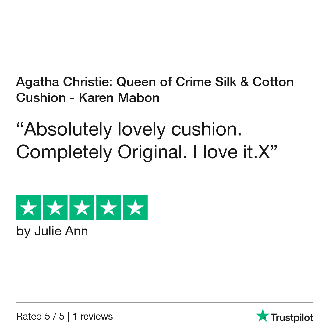 Agatha Christie: Queen of Crime Silk &amp; Cotton Cushion Cover - Karen Mabon