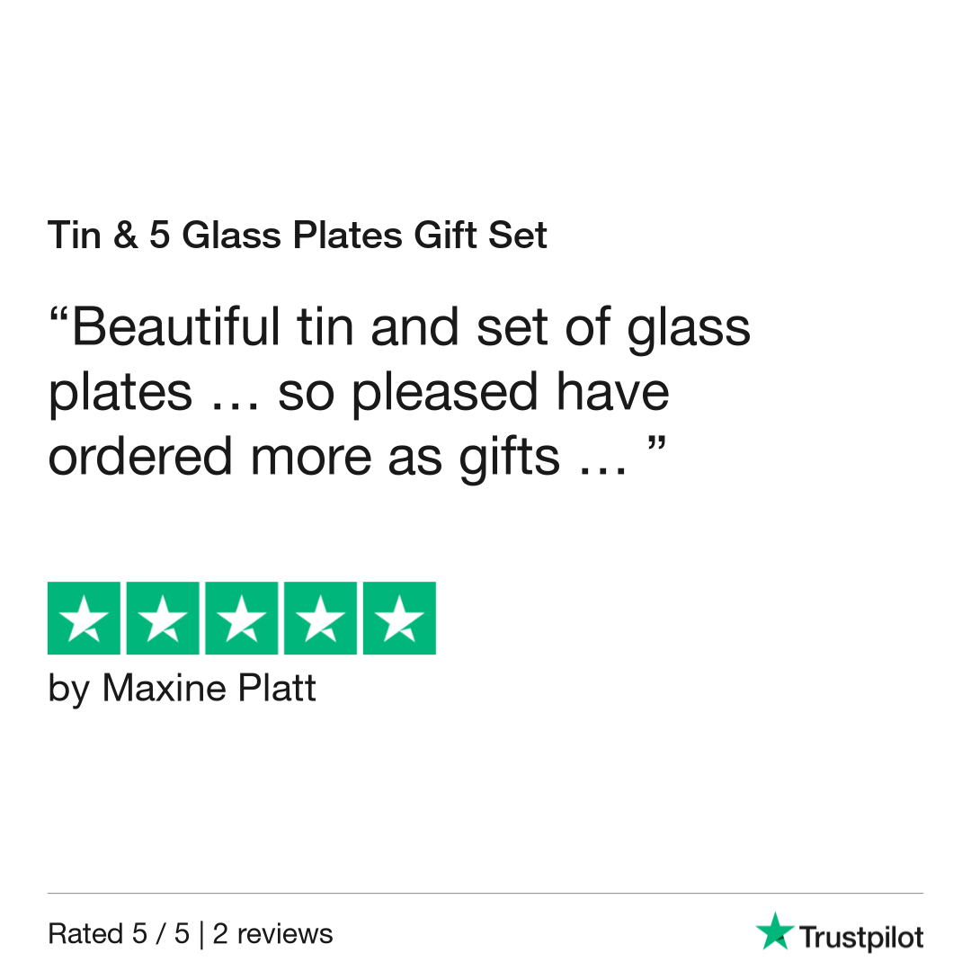 Tin &amp; 5 Glass Plates Gift Set