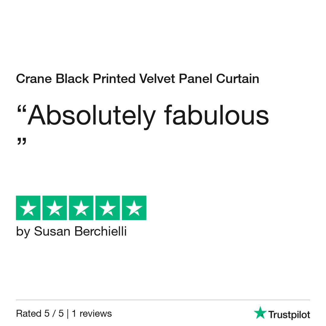 Crane Black Printed Velvet Panel Curtain