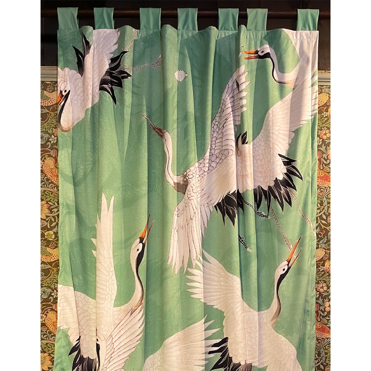 Crane Willow Printed Velvet Panel Curtain