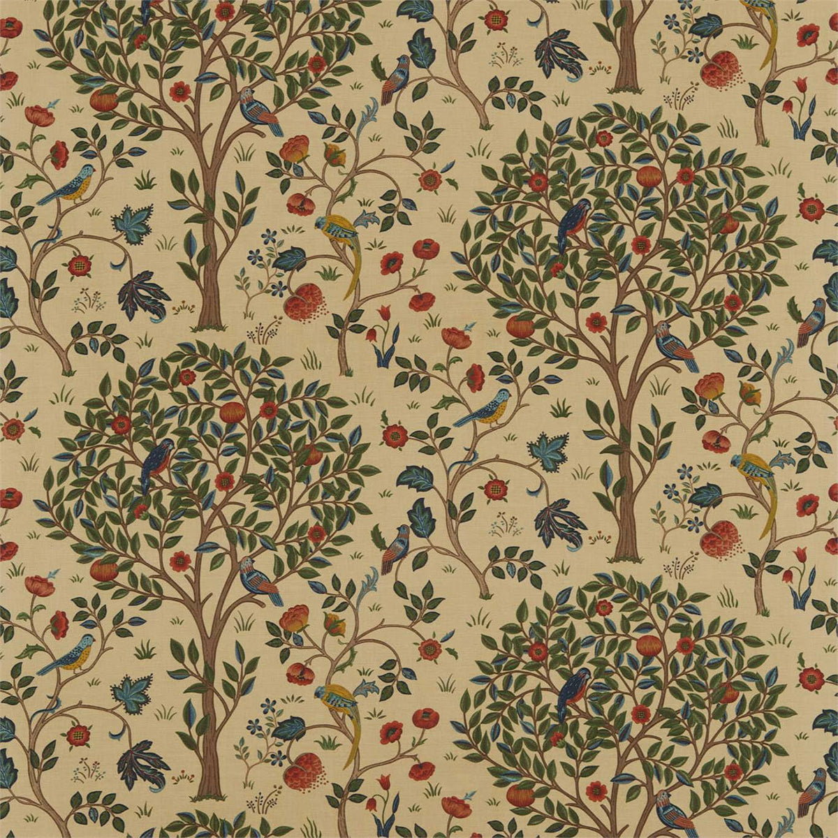 Morris &amp; Co &#39;Kelmscott Tree - Forest/Gold&#39; Fabric